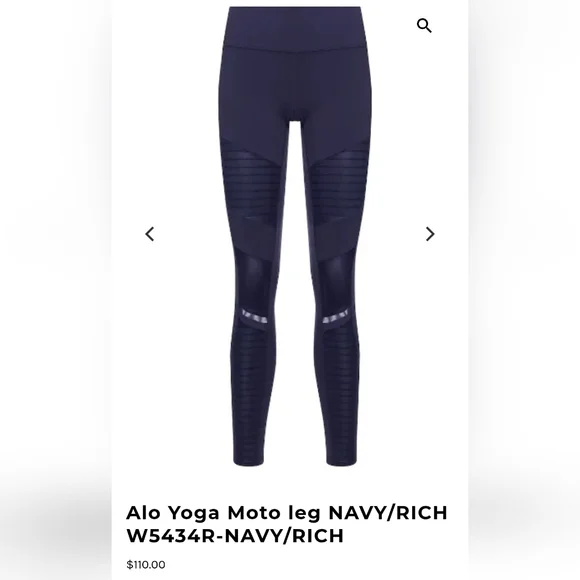 ALO Womens Navy Blue Athletic Leggings Compression Size M, Slight Piling - Picture 2 of 12